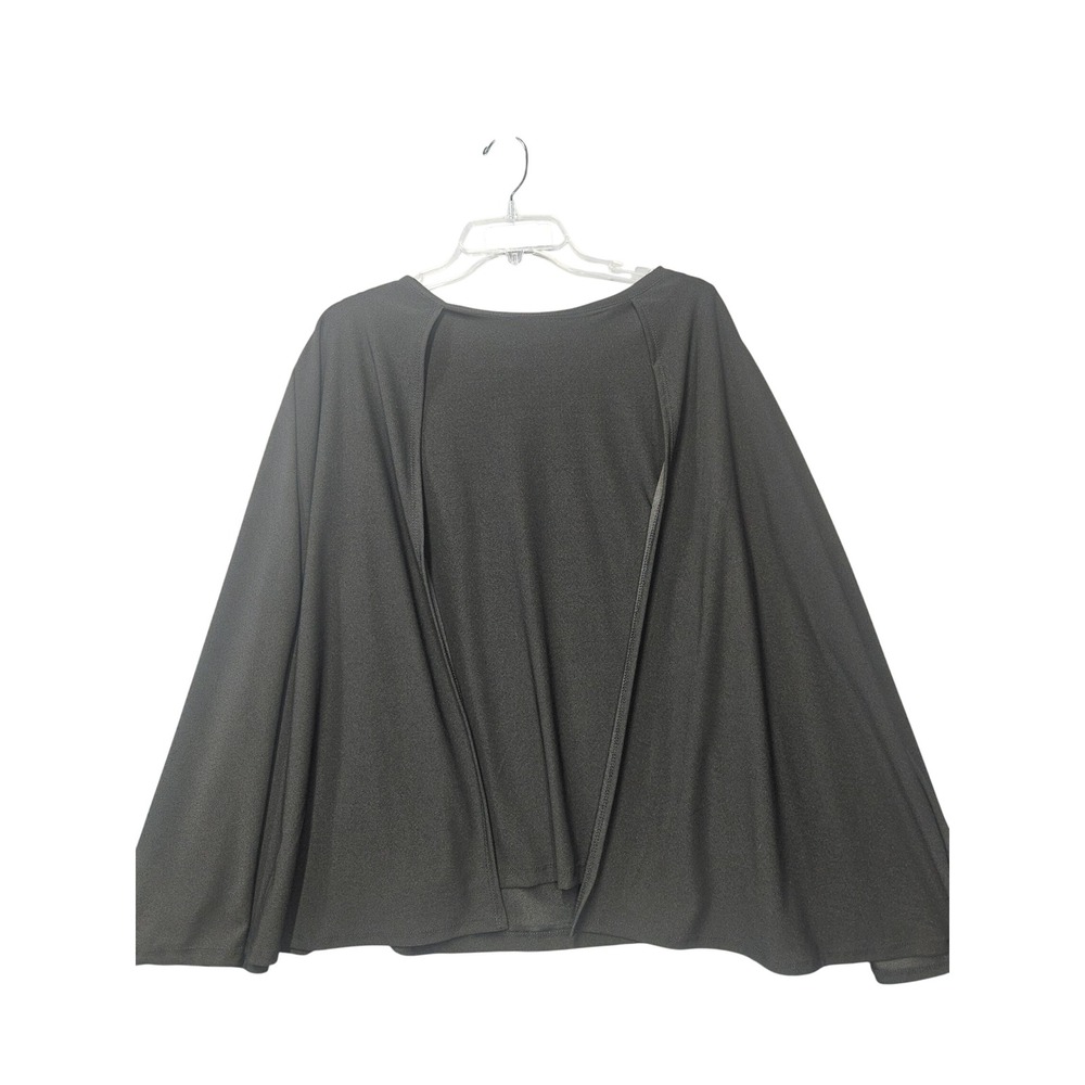 IMAN Women Black Split Back Cape Overlay Keyhole Knit Top 1X RN 129297